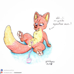 3_toes animal_genitalia animal_vulva anus bodily_fluids canine_genitalia canine_vulva feet female feral fur genital_fluids genitals open_mouth open_smile patreon_logo patreon_username pawpads paws pink_pawpads pink_vulva raised_leg red_body red_fur satisfaction sex_toy smile solo spread_legs spreading text toes vaginal vaginal_fluids vibrator vulva yordraw jungledyret_hugo patreon rita_(jungledyret) canid canine fox mammal red_fox true_fox 1:1 hi_res traditional_media_(artwork) url