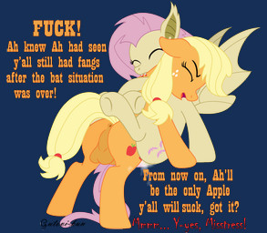 animal_genitalia animal_penis anus balls bite blood bodily_fluids butt cutie_mark dialogue duo equine_genitalia equine_penis fangs female female_penetrated feral genitals gynomorph gynomorph/female gynomorph_penetrating gynomorph_penetrating_female intersex intersex/female intersex_penetrating intersex_penetrating_female nude penetration penis potion profanity sex simple_background teeth text gutovi-kun friendship_is_magic hasbro my_little_pony applejack_(mlp) flutterbat_(mlp) fluttershy_(mlp) bat_pony earth_pony equid equine horse mammal pony vampire alpha_channel comic english_text hi_res