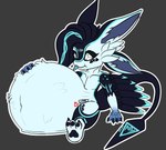 anthro belly big_belly blue_body blue_fur cybernetics feathers female fur machine navel same_size_vore solo squish tongue vore white_body white_fur a.u.tumn jasuni_warmvoice avali cyborg