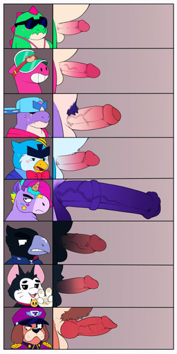 animal_genitalia animal_penis canine_genitalia canine_penis chart equine_genitalia equine_penis erection fur genitals group humanoid_genitalia humanoid_penis male penis penis_chart vein veiny_penis ijpalette-color brawl_stars penis_lineup supercell_(company) berry_(brawl_stars) buzz_(brawl_stars) crow_(brawl_stars) doug_(brawl_stars) kit_(brawl_stars) mr.p_(brawl_stars) pierce_(brawl_stars) ruffs_(brawl_stars) absurd_res hi_res