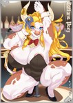 anthro areola areola_slip big_breasts bow_tie breasts clothing cowbell female footwear high_heels horn inside pole shoes solo stripper_pole tail tan_horn xilent_9 tatiana_paez bovid bovine cattle mammal absurd_res hi_res