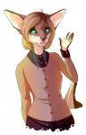 anthro clothed clothing female green_eyes hair looking_at_viewer simple_background smile solo white_background franciscassidy felid mammal digital_media_(artwork) hi_res shaded