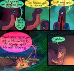 camp campfire comic dinosaur dragon dragonscape drekir dromaeosaurid eating english_text extinct female feral food forest forl forl_(thepatchedragon) group hi_res male mythological_creature mythological_scalie mythology oli_(thepatchedragon) piker piker_(thepatchedragon) plant post-apocalyptic prehistoric_species reptile sarah_(thepatchedragon) scalie text thepatchedragon theropod tree tribal tribal_clothing tribal_paint