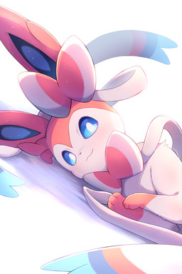 3_toes :3 ambiguous_feral ambiguous_gender black_nose blue_body blue_fur blue_inner_ear blue_sclera blush daww dutch_angle feet feral fur kemono light looking_at_viewer lying mouth_closed multicolored_body multicolored_fur on_side paws pink_body pink_ears pink_fur ribbons_(anatomy) smile smiling_at_viewer solo toes white_body white_eyes white_fur rumine nintendo pokemon eeveelution generation_6_pokemon mammal pokemon_(species) sylveon 2025 2:3 hi_res lighting shaded