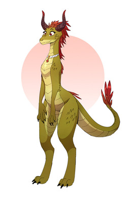 3_toes anthro biped breasts collar digitigrade featureless_breasts featureless_crotch feet female green_body green_scales hair horn jewelry long_tail looking_forward necklace nude red_eyes red_hair ridged_horn scales simple_background smile snout solo standing tail tail_tuft toes tuft ventral_scales wide_hips ruffu unnamed_character scalie digital_drawing_(artwork) digital_media_(artwork)