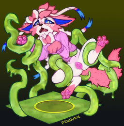animal_genitalia animal_vulva anus bdsm black_nose blue_body blue_eyes blue_fur blush bondage bottomless bound canine_genitalia canine_vulva clothed clothing ears_down female feral fluffy fluffy_fur fluffy_tail fur genitals hoodie hoodie_only imminent_rape imminent_sex open_mouth panicked_look panicking pawpads paws pink_anus pink_body pink_fur pink_pawpads pink_paws pink_vulva pivoted_ears restrained restrained_by_tentacles ribbons_(anatomy) slime solo spread_legs spreading struggling tail teats tentacle_in_clothing tentacle_trap tentacles topwear topwear_only trapped uncomfortable vulva white_body white_fur pennoxie nintendo pokemon emma_(budzisfun) eeveelution generation_6_pokemon pokemon_(species) sylveon tentacle_creature absurd_res hi_res