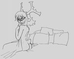 anthro antlers back_groove bed bed_sheet bedding buckteeth butt female freckled_butt freckled_face freckled_shoulders freckles furniture horn looking_at_viewer nude nude_female pillow scut_tail short_tail snowgrave solo tail teeth drizzlingprince deltarune undertale_(series) noelle_holiday deer mammal new_world_deer reindeer monochrome