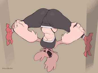 3_toes 5_fingers anthro ass_up athletic_wear beak big_breasts big_hands black_clothing bottomwear breasts bubble_butt butt butt_focus clothed clothing eyebrows eyes_closed feather_hair feather_hands feathers feet female fingers flexible hair holding_both_legs holding_leg long_hair navel non-mammal_breasts pants pink_body pink_feathers ponytail pose pseudo_hair simple_background solo splits spread_legs spreading squish thick_eyebrows thick_thighs thong thong_straps tied_hair toes under_boob underwear upside_down wide_hips yellow_eyes yoga yoga_pants doodledox aza_(doodledox) avian bird passerine passerine_humanoid 2025 colored english_description full-length_portrait pinup portrait shaded signature