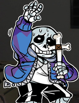 anterior_nasal_aperture bodily_fluids bone clothed clothing cross detailed_background male not_furry parody skeleton skull solo standing sweat teeth redmegaman undertale undertale_(series) sans_(undertale) animated_skeleton humanoid undead 2015 digital_media_(artwork) low_res reaction_image