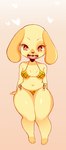 anthro bikini breasts clothing female floppy_ears heart_eyes heart_pupils heart_symbol navel solo swimwear two-piece_swimsuit coffeechicken animal_crossing nintendo goldie_(animal_crossing) bird_dog canid canine canis domestic_dog golden_retriever hunting_dog mammal retriever 2017 absurd_res hi_res