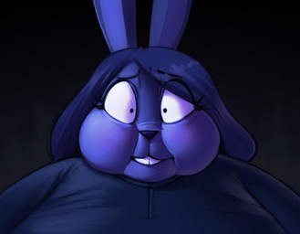 anthro big_cheeks black_eyebrows black_eyes blue_body blue_clothing blue_ears blue_hair blue_inner_ear blue_nose blue_shirt blue_topwear blue_tracksuit blueberry_inflation buckteeth cheek_expansion clothing eyebrows eyelashes female hair huge_cheeks inflation shirt solo swollen_cheeks teeth topwear tracksuit worried chipchell chell_(chipchell) lagomorph leporid mammal rabbit 2024 colored digital_media_(artwork) headshot_portrait portrait shaded trans_(lore) trans_woman_(lore)