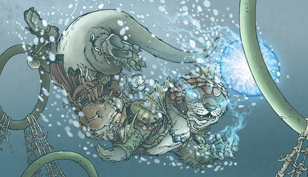 5_fingers ambiguous_gender anthro armor ball brown_body brown_fur bubble claws fingers fur glowing glowing_eyes magic open_mouth pawpads pouch_(clothing) semi-anthro solo underwater water whiskers david_petersen hasbro magic:_the_gathering wizards_of_the_coast kitsa_(magic:_the_gathering) mammal mustelid otter 2024 official_art
