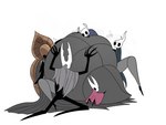 bodily_fluids cape clothing female female/female group hug larger_female long_legs male male/female overweight overweight_female size_difference smaller_male sweat omnia-volo hollow_knight team_cherry broken_vessel_(hollow_knight) godseeker_(hollow_knight) hollow_knight_(character) hornet_(hollow_knight) the_knight_(hollow_knight) arthropod insect 4:3