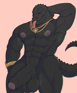 abs anthro balls barazoku big_balls big_muscles big_penis black_balls black_body black_penis clock foreskin genitals hand_behind_head huge_balls huge_penis humanoid_genitalia humanoid_penis jewelry looking_at_viewer male muscular muscular_anthro muscular_male muscular_thighs necklace nipples nude pecs penis red_eyes red_sclera solo thick_penis tongue tongue_out vein veiny_penis watch wristwatch castrodour epic_games fortnite thunder_(fortnite) komodo_dragon lizard monitor_lizard reptile scalie 5:6 hi_res