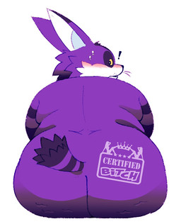 anthro big_butt blush body_writing branding_mark butt cellulite degradation embarrassed fur male overweight purple_body purple_fur simple_background solo text writing_on_butt butternutworm sega sonic_the_hedgehog_(series) big_the_cat domestic_cat felid feline felis mammal english_text