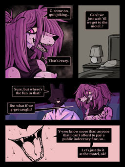 anthro bodily_fluids breasts clothed clothing dialogue duo fake_smile female fur hair male male/female movie_theater negotiation nipples raised_clothing shirt simple_background smile speech_bubble sweat text topwear ponporio homeless_dog the_suit_(ponporio) canid canine canis domestic_dog mammal 3:4 absurd_res comic english_text hi_res