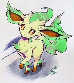 ambiguous_gender blush blush_lines brown_eyes eyelashes feral fur grass looking_at_viewer paws plant simple_background solo tail tan_body tan_fur 025aki nintendo pokemon eeveelution generation_4_pokemon leafeon pokemon_(species) 2025 absurd_res dated hi_res signature