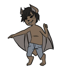3_fingers 3_toes anthro barefoot black_eyebrows black_hair black_nose blue_bottomwear blue_clothing bottomwear brown_body clothed clothing empty_eyes eyebrows fangs featureless_chest feet fingers hair male membrane_(anatomy) membranous_wings no_navel short_hair simple_background smile solo teeth toes topless topless_anthro topless_male triangle_nose white_background wings beat-boxers_(artist) bat mammal 2012 digital_media_(artwork) full-length_portrait portrait