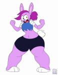 anthro barefoot biped feet female fur hair looking_at_viewer open_mouth purple_body purple_fur purple_hair simple_background solo thick_thighs white_background wide_hips dedoarts cartoon_network ok_k.o.!_let's_be_heroes bunny_enid enid_(ok_k.o.!_lbh) lagomorph leporid mammal rabbit werecreature 2017 hi_res signature