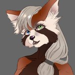 anthro female fluffy fluffy_ears hair heterochromia solo wildcharge ymalke_(yusarie) ailurid mammal red_panda 1:1 2021 bust_portrait digital_media_(artwork) hi_res portrait sketch herm_(lore)