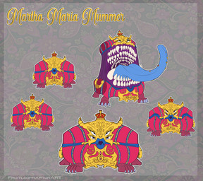 blue_tongue claws female long_tongue looking_at_viewer multi_eye purple_mouth sharp_teeth solo teeth tongue fruitybootyraptor martha_maria_mummer mimic mimic_chest absurd_res hi_res