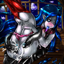 bite_mark bite_mark_on_neck black_sclera blue_eyes blue_hair blush bodily_fluids breasts clothed clothing clothing_lift consentacles cum cum_in_ass cum_in_vagina cum_inside cum_string eye_roll fanged_bite_mark fanged_bite_mark_on_neck female genital_fluids genitals grey_body grey_skin hair humanoid_pointy_ears legs_up long_hair multicolored_eyes night nipples not_furry open_mouth panties panties_down partially_clothed pink_eyes pointy_ears presenting presenting_vulva saliva shirt shirt_lift solo tentacles tongue topwear underwear underwear_down vulva signhereplease adventure_time cartoon_network marceline_abadeer vampire 2013 absurd_res digital_media_(artwork) hi_res