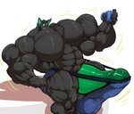 anthro balls balls_expansion big_balls big_muscles big_pecs big_penis black_balls black_body black_fur bodily_fluids clothing container cup erection expansion fur genital_expansion genitals green_penis growth holding_object huge_balls huge_muscles huge_pecs huge_penis hyper hyper_balls hyper_genitalia hyper_muscles hyper_pecs hyper_penis male muscle_growth musclegut muscular muscular_anthro muscular_male pecs penis penis_expansion simple_background solo stretched_clothing sweat sweatdrop underwear white_background bobert eclipse_moon_warnock canid canine canis mammal wolf 2019