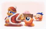 ambiguous_gender beak clothing gloves group handwear holding_object kerchief male sleeping suyasuyabi427 kirby_(series) nintendo bandana_waddle_dee king_dedede kirby alien avian waddle_doo waddling_head 2019 hi_res