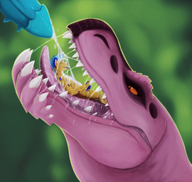 anthro bodily_fluids body_in_mouth cum cum_bath cum_covered cum_in_mouth cum_inside duo ejaculation endosoma erection feral fur genital_fluids genitals hair male male/male markings messy neck_bulge nude open_mouth oral_vore penis safe_vore saliva sharp_teeth simple_background size_difference smile soft_vore spots spotted_body spotted_fur teeth tongue tongue_out vore willing_prey tallion capcom monster_hunter trey_(treylep) anjanath brute_wyvern felid leopard mammal pantherine scalie absurd_res digital_media_(artwork) hi_res