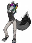 ambiguous_gender belt canine claws clothing fluff fluffy_tail fox frozen_over fur gender_fluid hair jeans leggings mammal multi-colored_hair muscles paws piercing rainbow_hair shirt skinny solo tank wide_hips zephyr
Rating: Safe
Score: 2
User: Frozen_Over
Date: November 21, 2013