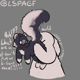 anal anthro big_tail butt_sniffing carrying_another dialogue discomfort duo fluffy fluffy_tail grey_background holding_butt holding_up_other_character male multicolored_body onomatopoeia oral purple_body rimming sex simple_background sniffing sound_effects tail text two_tone_body white_body lspagf big_fat_stinky_unwashed_sweaty_bunny_(lspagf) skunk_(lspagf) lagomorph leporid mammal mephitid rabbit skunk 1:1 absurd_res hi_res