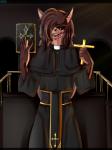 black_blood black_sclera blood bodily_fluids book brown_body brown_fur brown_hair christian_symbol christianity claws clothing colored_blood cross drooling ear_piercing fangs fur green_eyes grin hair holding_book holding_cross holding_object long_hair looking_at_viewer male piercing pointed_cross priest religion robe saliva satanic smile smirk solo teeth unusual_blood unusual_bodily_fluids villainous biowolfmlya bible demon eulipotyphlan hedgehog mammal 3:4 hi_res