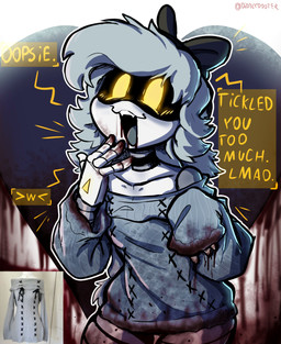 :3 >w< after_murder alternate_costume bare_shoulders blood blood_from_mouth blood_in_mouth blood_on_clothing blood_on_face blood_on_finger blood_on_hand blush blush_lines bodily_fluids bow_ribbon breasts choker clothing cute_fangs earless evil_face evil_grin fangs female finger_to_mouth flat_chested grey_body grey_clothing grey_hair grey_sweater grey_tongue grey_topwear hair heart_symbol jewelry lmao long_hair machine metal metallic_body necklace nightmare_fuel noseless offscreen_violence open_mouth open_smile outfit_reference raised_arms segmented_body sharp_teeth shoulderless_sweater simple_background small_breasts smile smug smug_face smug_grin solo sweater teeth text thick_thighs thigh_gap tongue topwear unusual_anatomy white_body wide_hips yellow_eyes yellow_text diddlydooter1 glitch_productions murder_drones cyn_(murder_drones) eldritch_abomination humanoid robot robot_humanoid worker_drone absurd_res artist_name digital_drawing_(artwork) digital_media_(artwork) hi_res signature