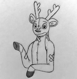 antlers band-aid bandage black_hooves feral hooves horn inflatable looking_at_viewer male simple_background solo white_background fantasygrd2000 deer_mike mike_(deer_mike) animate_inanimate deer living_inflatable mammal 2026 english_description graphite_(artwork) hi_res monochrome traditional_media_(artwork)