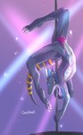 anthro bulge clothed clothing dancing male on_stage pole pole_dancing pose presenting shirtless shirtless_male solo tail underwear underwear_only upside_down gershanti mythology khyther_pyroxen_(ragingmoonbeam) dragon hybrid kobold mythological_creature mythological_scalie scalie absurd_res hi_res