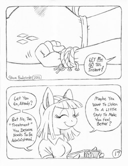 anthro bdsm big_butt bondage bound butt clothed clothed_anthro clothed_female clothing cutie_mark dialogue duo eyelashes female fully_clothed fully_clothed_anthro fully_clothed_female hands_tied horn massage_table nude nude_anthro nude_female salon smile sore spa speech_bubble text tied_down unicorn_horn circe_(artist) friendship_is_magic hasbro my_little_pony mythology rarity_(mlp) suri_polomare_(mlp) earth_pony equid equine horse mammal mythological_creature mythological_equine pony unicorn english_text monochrome
