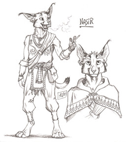 4_toes 5_fingers anklet anthro armor barefoot belt belt_pouch biped bottomwear bracelet cigarette cloak clothed clothing digitigrade dipstick_tail ear_piercing ear_ring ear_tuft ears_up feet fingers fur holding_cigarette holding_object jewelry looking_aside looking_forward markings necklace open_mouth pants pawpads piercing ring_piercing sash shirt simple_background smile smoke solo standing tail tail_markings teeth toes tongue topwear tuft vambrace white_background 0laffson nasir_(0laffson) caracal caracal_(genus) felid feline mammal 2018 graphite_(artwork) hi_res multiple_images signature traditional_media_(artwork)