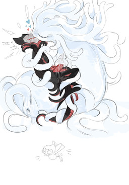 anthro black_cloak black_clothing black_head black_tail blue_heart blush blush_lines bodily_fluids bow_ribbon breath cloak clothing cradle_position cradling cum cum_drip cum_on_leg cum_on_tentacle dominant dominant_female dripping drooling duo ejaculation female female_dominating_male genital_fluids genitals heart_symbol larger_dom legless lidded_eyes male male/female masturbation multicolored_body object_in_mouth pacifier pacifier_in_mouth penetration penis plant red_cloak red_clothing red_heart red_penis red_tail restrained restrained_by_tentacles saliva sex simple_background size_difference sloppy_kiss soft_dom submissive submissive_male tail tentacle_handjob tentacle_in_vagina tentacle_on_male tentacle_on_penis tentacle_on_tail tentacle_penetration tentacles tree tremble_lines tremble_spikes trembling_for_pleasure vaginal vaginal_fluid_drip vaginal_fluids vaginal_fluids_on_vulva vaginal_masturbation vaginal_penetration vulva white_background white_body white_head white_tentacles white_vulva evil_otter hollow_knight_(franchise) team_cherry grimm_(hollow_knight) grimmchild_(hollow_knight) white_lady_(hollow_knight) arthropod elemental_creature flora_fauna insect treant 2026 digital_media_(artwork) hi_res shaded simple_shading sketch
