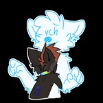 anthro big_ears collar dark_body dark_fur face_in_chest fur grey_body grey_fur hair hug male nuzzling rainbow_collar red_hair solo sticker riffen razumi ych_(character) ailurid mammal red_panda 1:1 alpha_channel