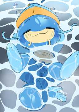 anthro anus balls biped blue_body cat_smile fin foreskin genitals glistening glistening_body hands_behind_head high-angle_view humanoid_genitalia humanoid_penis male male_anthro mascot multicolored_body navel partially_submerged penis plantigrade relaxed_expression relaxing solo swimming tail tail_fin tan_body two_tone_body unretracted_foreskin wet wet_body whiskers rinrin_(pixiv) aquatic catfish fish 2025 digital_drawing_(artwork) digital_media_(artwork) hi_res shaded soft_shading