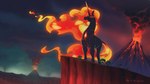2023 absurd_res ambiguous_gender cliff detailed_background elemental_creature equid equine feral fire fire_creature flaming_hair hasbro hi_res horn light262 macro mammal my_little_pony mythological_creature mythological_equine mythology plant pseudo_hair quadruped solo tail tree unicorn volcano