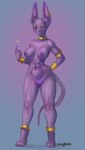 abs anklet anthro armlet crossgender digitigrade ear_piercing female genitals gradient_background hairless hand_on_hip jewelry mtf_crossgender muscular muscular_anthro muscular_female nude piercing pupils purple_body pussy simple_background slit_pupils solo standing yellow_eyes zeighous dragon_ball dragon_ball_super beerus domestic_cat felid feline felis hairless_cat mammal sphynx_(cat) digital_media_(artwork) hi_res shaded