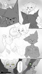 abs anthro big_breasts breasts crossgender female ftm_transformation fur gender_transformation heart_symbol holding_breast kemono larger_male male mtf_transformation muscular muscular_male nude size_difference smaller_female text transformation white_body white_fur sleepiness18 elma_(sleepiness18) nifram_logan canid canine canis domestic_cat felid feline felis mammal wolf absurd_res comic hi_res partially_translated translation_request