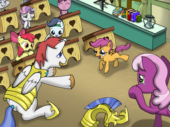 armor bodily_fluids classroom crying feathered_wings feathers female feral group horn male school tears wings that1andonly friendship_is_magic hasbro my_little_pony mythology apple_bloom_(mlp) cheerilee_(mlp) royal_guard_(mlp) scootaloo_(mlp) sweetie_belle_(mlp) earth_pony equid equine horse mammal mythological_creature mythological_equine pegasus pony unicorn 2013 4:3 hi_res