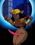 animated anthro big_breasts breasts clothed clothing dboy dildo disney disney's_aladdin domestic_cat felid feline felis female grin mammal mirage_(disney) navel night sex_toy smile solo strapon thrusting