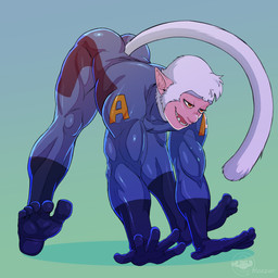 anthro bodysuit butt clothing feet latex latex_clothing latex_skinsuit male skinsuit stretching tight_clothing delicatessen nintendo star_fox andrew_oikonny haplorhine macaque mammal monkey old_world_monkey primate 1:1 absurd_res hi_res