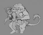 anthro balls bite bound charr dagos duo eyes_closed fangs felid female female_penetrated genitals greyscale guild_wars hindpaw horn larger_male male male/female male_penetrating male_penetrating_female mammal monochrome multi_ear neck_bite nude open_mouth paws penetration penis pussy sex size_difference smaller_female smaller_penetrated tail tail_tuft teeth tuft vaginal