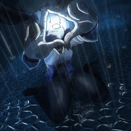ambiguous_gender anthro breasts clothing gesture glowing glowing_eyes hair hand_gesture lyrics medium_breasts raining solo thick_thighs wet wet_clothing wet_hair jimhongdingdong lagomorph mammal 1:1 hi_res