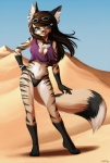 2013 3_toes barefoot big_ears black_fur black_nose blue_eyes blue_sky bracelet brown_hair canine chest_tuft cleavage clothed clothing cute desert detailed ear_piercing ear_tuft eyewear female fox front fur glasses hair hand_on_hip hindpaw jewelry long_hair looking_at_viewer mammal markings multicolor_fur nature navel outside panties paws piercing pollo-chan sahara_layali sand seductive short_shirt sky smile socks_(marking) solo standing stripes sunglasses tag teeth thong tuft two_tone_fur underwear white_fur
Rating: Safe
Score: 41
User: Fur_in_the_dark
Date: June 03, 2013