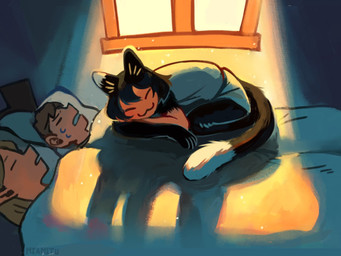 :3 animal_ears bed bed_sheet bedding black_ears black_hair blonde_hair bodily_fluids brown_hair clenched_teeth dust female fur furniture group hair happy light light_beam male multicolored_body multicolored_fur shadow sleeping sleeping_on_another sunbeam sunlight sweat sweatdrop tail teeth text trio two_tone_body two_tone_fur uncomfortable window miamitu_illust delicious_in_dungeon chilchuck_tims izutsumi_(delicious_in_dungeon) marcille_donato animal_humanoid cat_humanoid felid felid_humanoid feline feline_humanoid half-elf halfling human humanoid mammal mammal_humanoid 2024 4:3 artist_name